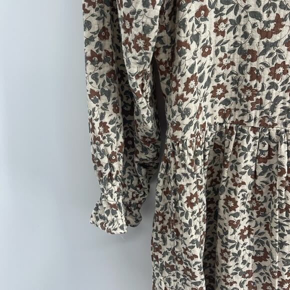 Rylee + Cru Enchanted Garden Sadie 100% cotton floral print long sleeve dress XS - Picture 3 of 8